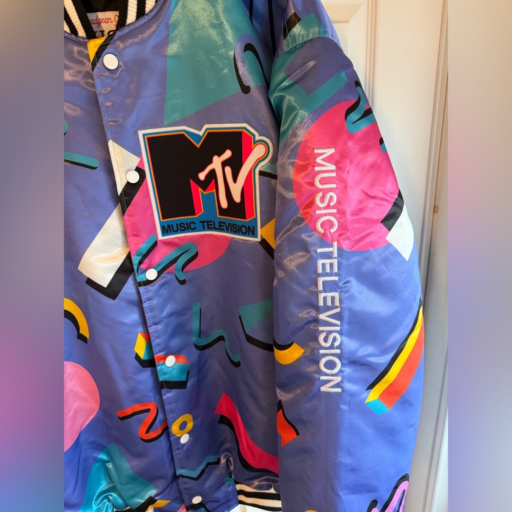 Vintage MTV Vibrant Blue and Multicolor Bomber Jacket Rare 
80s 1981 Unisex - Picture 4 of 10